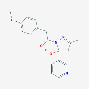 1-[(4-methoxyphenyl)acetyl]-3-methyl-5-(3-pyridinyl)-4,5-dihydro-1H-pyrazol-5-ol