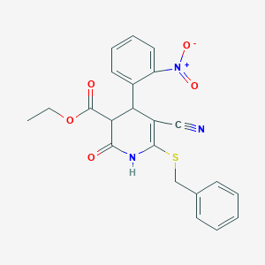 Ethyl 6-(benzylsulfanyl)-5-cyano-4-(2-nitrophenyl)-2-oxo-1,2,3,4-tetrahydro-3-pyridinecarboxylate