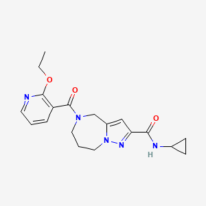 molecular formula C19H23N5O3 B3945217 N-cyclopropyl-5-[(2-ethoxypyridin-3-yl)carbonyl]-5,6,7,8-tetrahydro-4H-pyrazolo[1,5-a][1,4]diazepine-2-carboxamide 