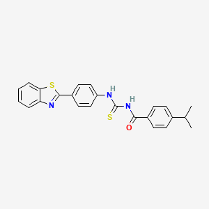 molecular formula C24H21N3OS2 B3945238 N-({[4-(1,3-benzothiazol-2-yl)phenyl]amino}carbonothioyl)-4-isopropylbenzamide 