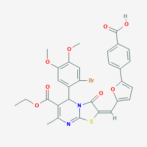 4-{5-[(5-(2-bromo-4,5-dimethoxyphenyl)-6-(ethoxycarbonyl)-7-methyl-3-oxo-5H-[1,3]thiazolo[3,2-a]pyrimidin-2(3H)-ylidene)methyl]-2-furyl}benzoic acid