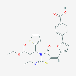 4-{5-[(6-(ethoxycarbonyl)-7-methyl-3-oxo-5-(2-thienyl)-5H-[1,3]thiazolo[3,2-a]pyrimidin-2(3H)-ylidene)methyl]-2-furyl}benzoic acid