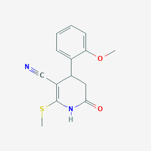 molecular formula C14H14N2O2S B394531 4-(2-Methoxyphenyl)-2-(methylsulfanyl)-6-oxo-1,4,5,6-tetrahydro-3-pyridinecarbonitrile CAS No. 293291-40-4