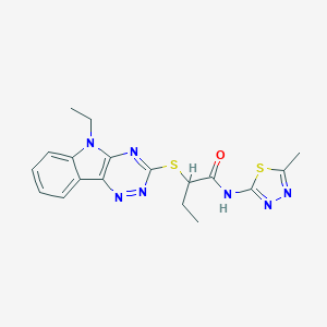 2-[(5-ethyl-5H-[1,2,4]triazino[5,6-b]indol-3-yl)sulfanyl]-N-(5-methyl-1,3,4-thiadiazol-2-yl)butanamide