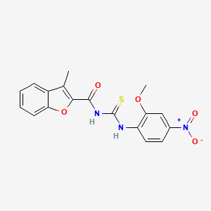 molecular formula C18H15N3O5S B3945343 N-[(2-methoxy-4-nitrophenyl)carbamothioyl]-3-methyl-1-benzofuran-2-carboxamide 