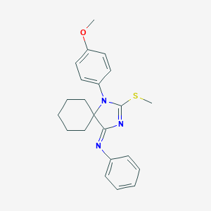 molecular formula C22H25N3OS B394535 N-[1-(4-methoxyphenyl)-2-(methylsulfanyl)-1,3-diazaspiro[4.5]dec-2-en-4-yliden]-N-phenylamine 