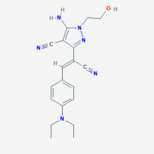 molecular formula C19H22N6O B394536 5-amino-3-{1-cyano-2-[4-(diethylamino)phenyl]vinyl}-1-(2-hydroxyethyl)-1H-pyrazole-4-carbonitrile 