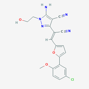 5-amino-3-{(Z)-2-[5-(5-chloro-2-methoxyphenyl)furan-2-yl]-1-cyanoethenyl}-1-(2-hydroxyethyl)-1H-pyrazole-4-carbonitrile