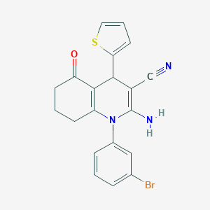 molecular formula C20H16BrN3OS B394542 2-Amino-1-(3-bromophenyl)-5-oxo-4-(2-thienyl)-1,4,5,6,7,8-hexahydro-3-quinolinecarbonitrile 
