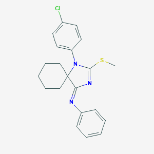 molecular formula C21H22ClN3S B394543 N-[1-(4-chlorophenyl)-2-(methylsulfanyl)-1,3-diazaspiro[4.5]dec-2-en-4-yliden]-N-phenylamine 