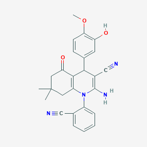 2-Amino-1-(2-cyanophenyl)-4-(3-hydroxy-4-methoxyphenyl)-7,7-dimethyl-5-oxo-1,4,5,6,7,8-hexahydroquinoline-3-carbonitrile