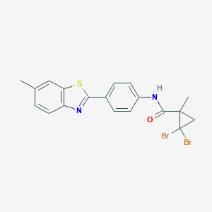2,2-dibromo-1-methyl-N-[4-(6-methyl-1,3-benzothiazol-2-yl)phenyl]cyclopropanecarboxamide