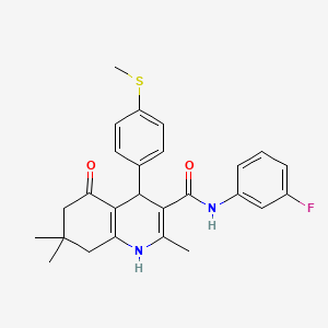 molecular formula C26H27FN2O2S B3945647 N-(3-Fluorophenyl)-2,7,7-trimethyl-4-[4-(methylsulfanyl)phenyl]-5-oxo-1,4,5,6,7,8-hexahydroquinoline-3-carboxamide 