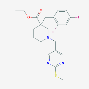 molecular formula C21H25F2N3O2S B3945667 ethyl 3-(2,4-difluorobenzyl)-1-{[2-(methylthio)-5-pyrimidinyl]methyl}-3-piperidinecarboxylate 