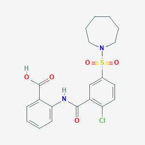 molecular formula C20H21ClN2O5S B394569 2-[5-(Azepane-1-sulfonyl)-2-chloro-benzoylamino]-benzoic acid 