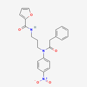 molecular formula C22H21N3O5 B3945712 N-[3-(4-nitro-N-(2-phenylacetyl)anilino)propyl]furan-2-carboxamide 