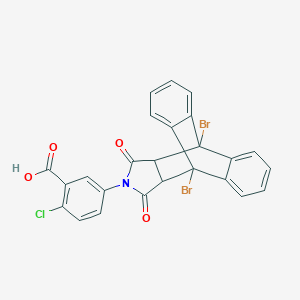 2-Chloro-5-(1,8-dibromo-16,18-dioxo-17-azapentacyclo[6.6.5.0~2,7~.0~9,14~.0~15,19~]nonadeca-2,4,6,9,11,13-hexaen-17-yl)benzoic acid (non-preferred name)