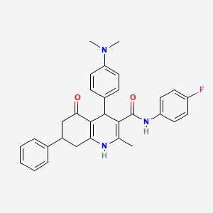 molecular formula C31H30FN3O2 B3945770 4-[4-(dimethylamino)phenyl]-N-(4-fluorophenyl)-2-methyl-5-oxo-7-phenyl-1,4,5,6,7,8-hexahydroquinoline-3-carboxamide 