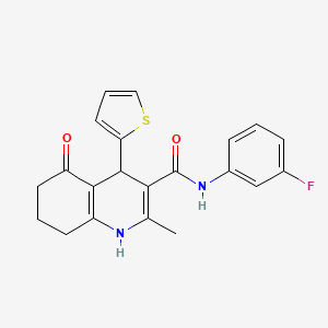 molecular formula C21H19FN2O2S B3945785 N-(3-Fluorophenyl)-2-methyl-5-oxo-4-(thiophen-2-yl)-1,4,5,6,7,8-hexahydroquinoline-3-carboxamide CAS No. 421567-07-9