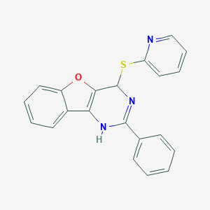 molecular formula C21H15N3OS B394580 2-Phenyl-4-(2-pyridinylsulfanyl)-3,4-dihydro[1]benzofuro[3,2-d]pyrimidine 