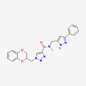 molecular formula C23H22N6O3 B3945859 1-(2,3-dihydro-1,4-benzodioxin-3-ylmethyl)-N-methyl-N-[(3-phenyl-1H-pyrazol-5-yl)methyl]triazole-4-carboxamide 