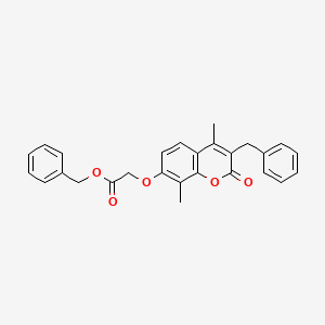 molecular formula C27H24O5 B3945927 benzyl 2-[(3-benzyl-4,8-dimethyl-2-oxo-2H-chromen-7-yl)oxy]acetate 