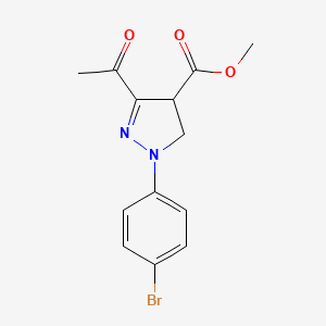 molecular formula C13H13BrN2O3 B3945954 methyl 3-acetyl-1-(4-bromophenyl)-4,5-dihydro-1H-pyrazole-4-carboxylate 