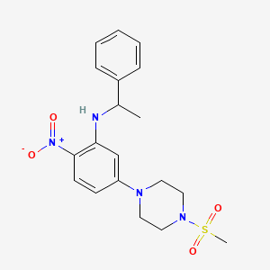 molecular formula C19H24N4O4S B3945975 N-{5-[4-(METHYLSULFONYL)PIPERAZINO]-2-NITROPHENYL}-N-(1-PHENYLETHYL)AMINE 