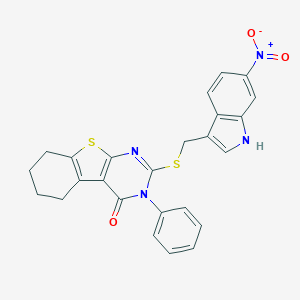 2-[({6-nitro-1H-indol-3-yl}methyl)sulfanyl]-3-phenyl-5,6,7,8-tetrahydro[1]benzothieno[2,3-d]pyrimidin-4(3H)-one