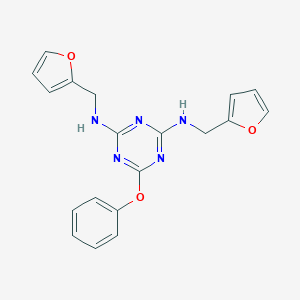 molecular formula C19H17N5O3 B394601 N2,N4-BIS[(FURAN-2-YL)METHYL]-6-PHENOXY-1,3,5-TRIAZINE-2,4-DIAMINE 