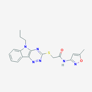 molecular formula C18H18N6O2S B394602 N-(5-methyl-1,2-oxazol-3-yl)-2-({5-propyl-5H-[1,2,4]triazino[5,6-b]indol-3-yl}sulfanyl)acetamide 