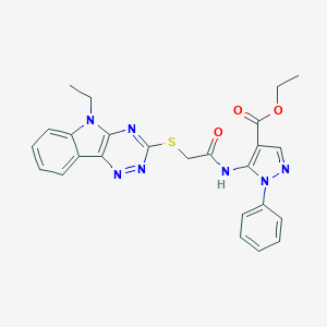 ethyl 5-({[(5-ethyl-5H-[1,2,4]triazino[5,6-b]indol-3-yl)sulfanyl]acetyl}amino)-1-phenyl-1H-pyrazole-4-carboxylate