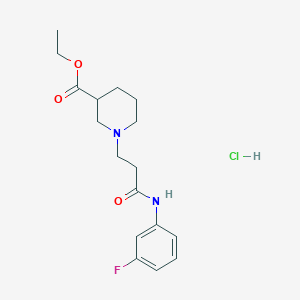 molecular formula C17H24ClFN2O3 B3946064 Ethyl 1-[3-(3-fluoroanilino)-3-oxopropyl]piperidine-3-carboxylate;hydrochloride 