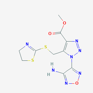 molecular formula C10H11N7O3S2 B394611 methyl 1-(4-amino-1,2,5-oxadiazol-3-yl)-5-[(4,5-dihydro-1,3-thiazol-2-ylsulfanyl)methyl]-1H-1,2,3-triazole-4-carboxylate 