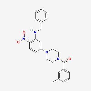 molecular formula C25H26N4O3 B3946156 N-benzyl-5-[4-(3-methylbenzoyl)-1-piperazinyl]-2-nitroaniline 