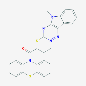 molecular formula C26H21N5OS2 B394619 10-{2-[(5-methyl-5H-[1,2,4]triazino[5,6-b]indol-3-yl)sulfanyl]butanoyl}-10H-phenothiazine 