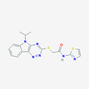 molecular formula C17H16N6OS2 B394620 2-[(5-isopropyl-5H-[1,2,4]triazino[5,6-b]indol-3-yl)sulfanyl]-N-(1,3-thiazol-2-yl)acetamide 