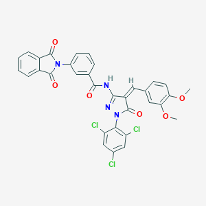 molecular formula C33H21Cl3N4O6 B394640 N-[4-(3,4-dimethoxybenzylidene)-5-oxo-1-(2,4,6-trichlorophenyl)-4,5-dihydro-1H-pyrazol-3-yl]-3-(1,3-dioxo-1,3-dihydro-2H-isoindol-2-yl)benzamide 