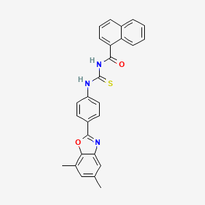 molecular formula C27H21N3O2S B3946433 N-{[4-(5,7-dimethyl-1,3-benzoxazol-2-yl)phenyl]carbamothioyl}naphthalene-1-carboxamide 