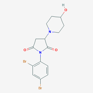 molecular formula C15H16Br2N2O3 B394648 1-(2,4-Dibromophenyl)-3-(4-hydroxypiperidin-1-yl)pyrrolidine-2,5-dione 