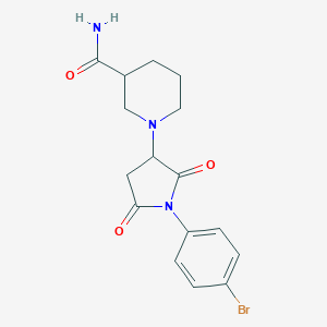 molecular formula C16H18BrN3O3 B394650 1-[1-(4-Bromophenyl)-2,5-dioxopyrrolidin-3-yl]piperidine-3-carboxamide 