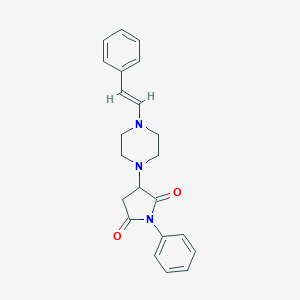 molecular formula C22H23N3O2 B394651 1-Phenyl-3-[4-(2-phenylvinyl)-1-piperazinyl]-2,5-pyrrolidinedione 