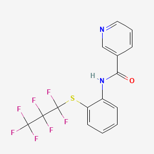 molecular formula C15H9F7N2OS B3946522 N-[2-(1,1,2,2,3,3,3-heptafluoropropylsulfanyl)phenyl]pyridine-3-carboxamide 