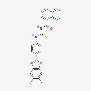 molecular formula C27H21N3O2S B3946527 N-{[4-(5,6-dimethyl-1,3-benzoxazol-2-yl)phenyl]carbamothioyl}naphthalene-1-carboxamide 