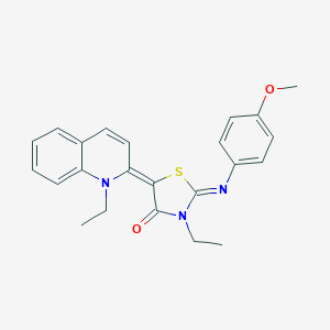 molecular formula C23H23N3O2S B394654 3-ethyl-5-(1-ethyl-2(1H)-quinolinylidene)-2-[(4-methoxyphenyl)imino]-1,3-thiazolidin-4-one 