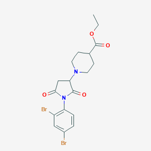 molecular formula C18H20Br2N2O4 B394655 Ethyl 1-[1-(2,4-dibromophenyl)-2,5-dioxopyrrolidin-3-yl]piperidine-4-carboxylate 