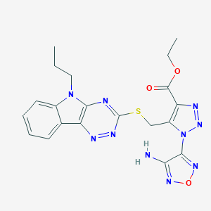 molecular formula C20H20N10O3S B394659 ethyl 1-(4-amino-1,2,5-oxadiazol-3-yl)-5-{[(5-propyl-5H-[1,2,4]triazino[5,6-b]indol-3-yl)sulfanyl]methyl}-1H-1,2,3-triazole-4-carboxylate 