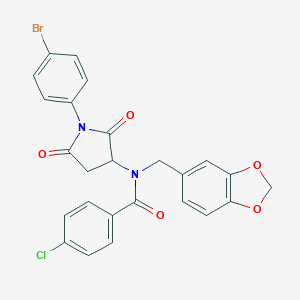 N-(1,3-benzodioxol-5-ylmethyl)-N-[1-(4-bromophenyl)-2,5-dioxopyrrolidin-3-yl]-4-chlorobenzamide