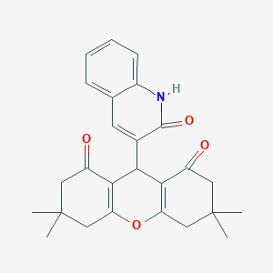 molecular formula C26H27NO4 B394662 3,3,6,6-tetramethyl-9-(2-oxo-1,2-dihydro-3-quinolinyl)-3,4,5,6,7,9-hexahydro-1H-xanthene-1,8(2H)-dione 