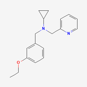 molecular formula C18H22N2O B3946706 N-(3-ethoxybenzyl)-N-(pyridin-2-ylmethyl)cyclopropanamine 